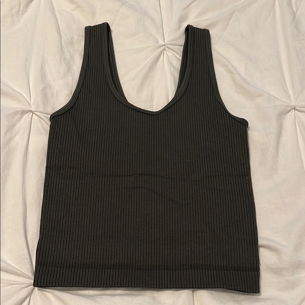 Dark Green Ribbed Women's Top